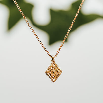 Petite Lozenge Brass Necklace