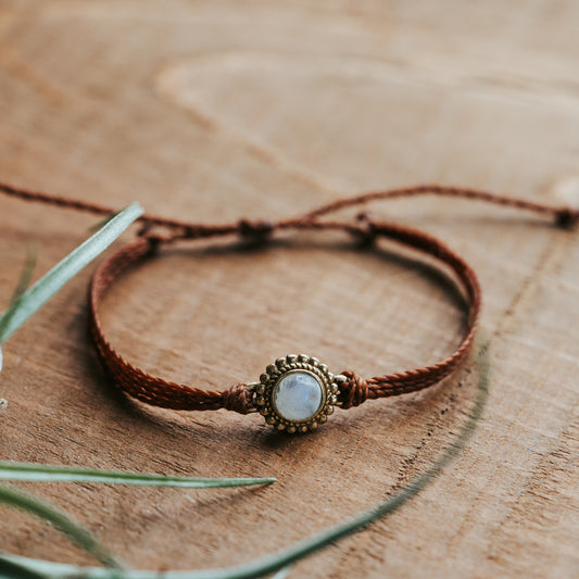 The Moonstone Gem String Bracelet |  Adjustable