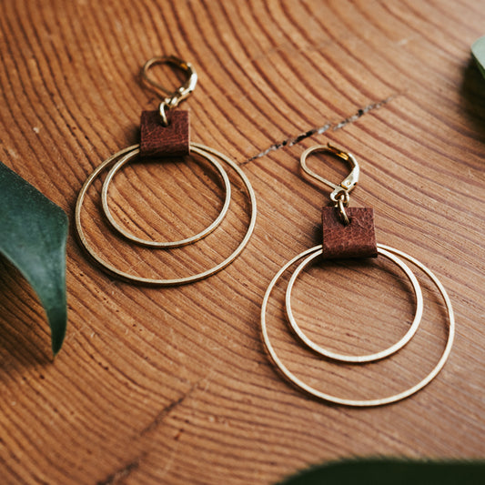 Brass & Hide Large Hoops Earrings