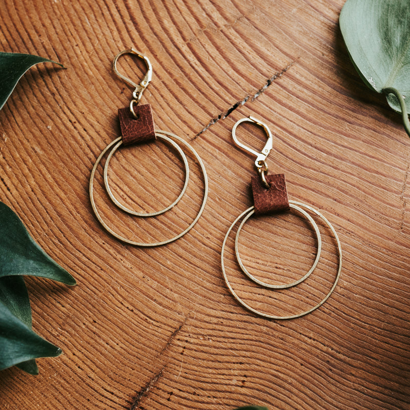 Brass & Hide Large Hoops Earrings