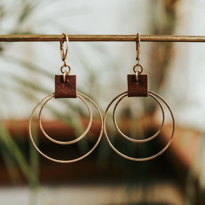 Brass & Hide Large Hoops Earrings