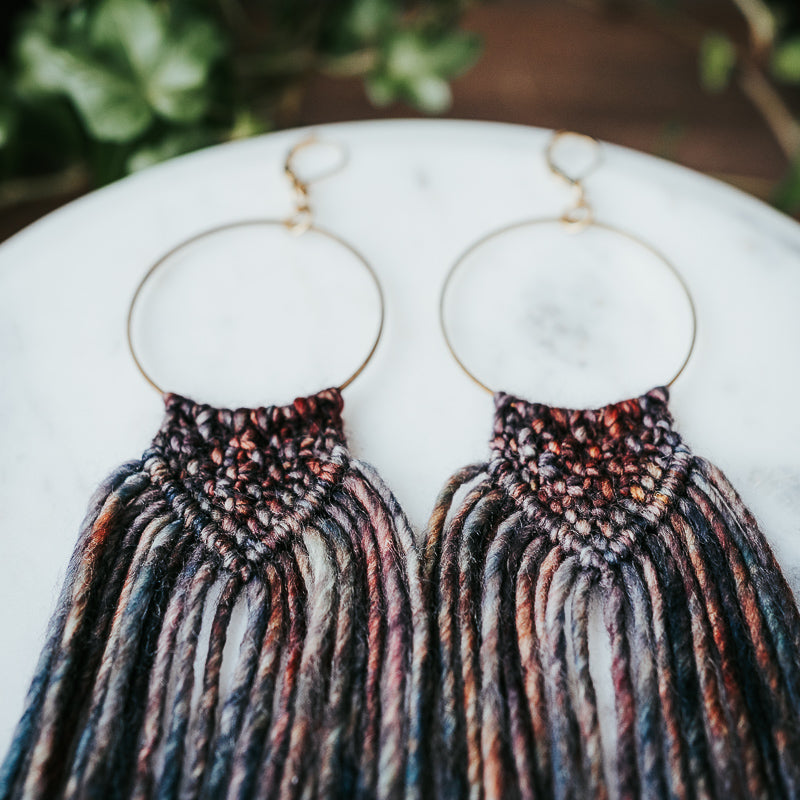 Macrame on sale tassel earrings